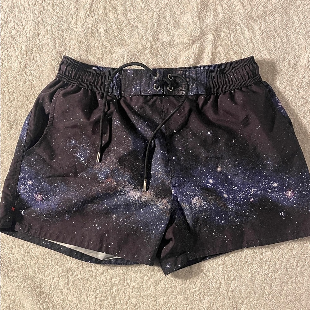 2xist Navy and White Swim Shorts